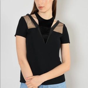 The Kooples Black Velvet Cutout Top